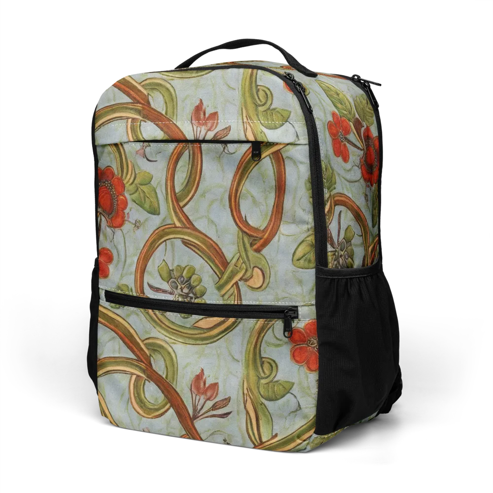 Pomegranate Trellis on Utility Backpack — Left Front