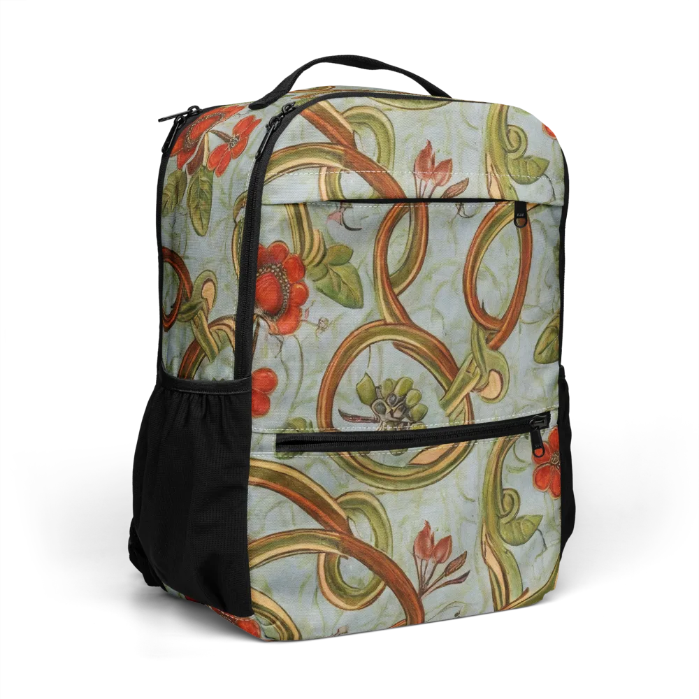 Pomegranate Trellis on Utility Backpack — Right Front