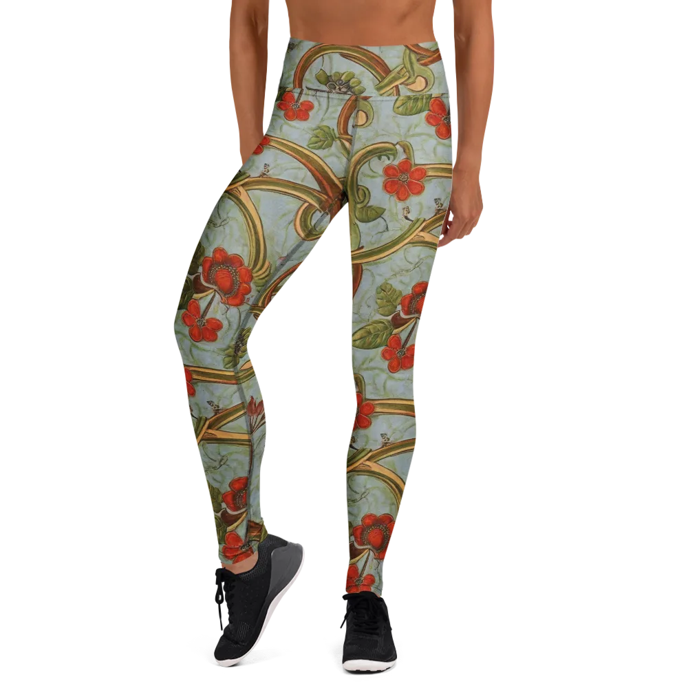 Pomegranate Trellis on Yoga Leggings — Front
