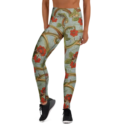 Pomegranate Trellis on a Yoga Leggings