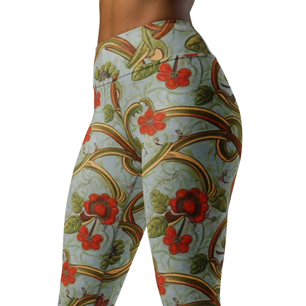 Pomegranate Trellis on Yoga Leggings — Left Front