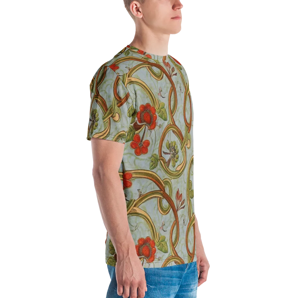 Pomegranate Trellis on Men's Crew Neck T-Shirt — Right