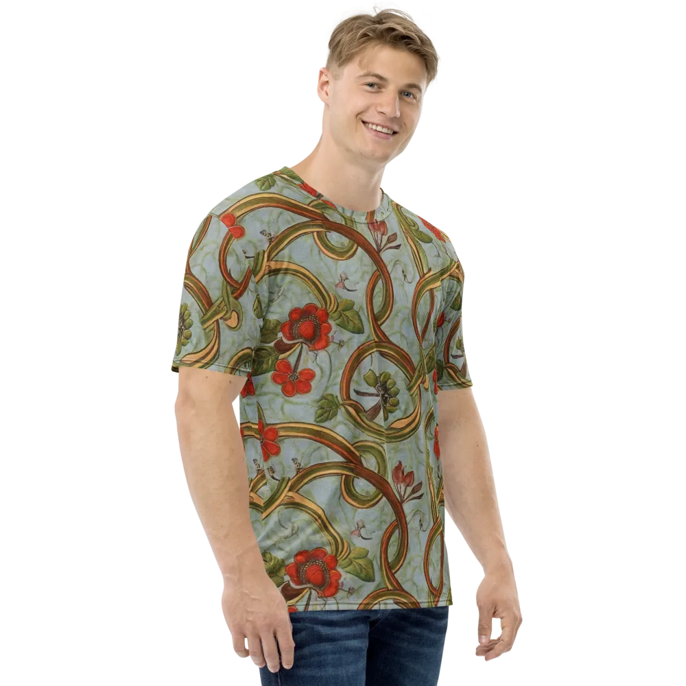 Pomegranate Trellis on Men's Crew Neck T-Shirt — Right