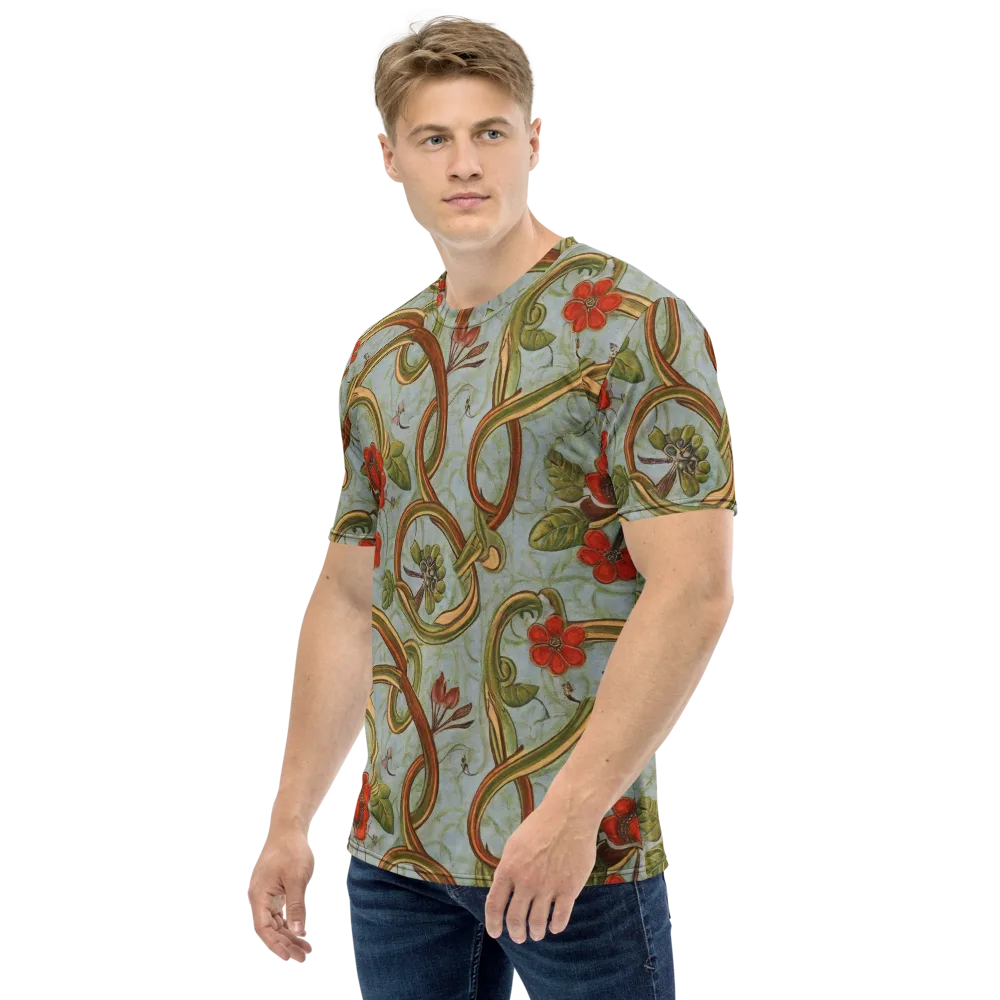 Pomegranate Trellis on Men's Crew Neck T-Shirt — Left