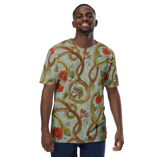 Pomegranate Trellis on a Men's Crew Neck T-Shirt