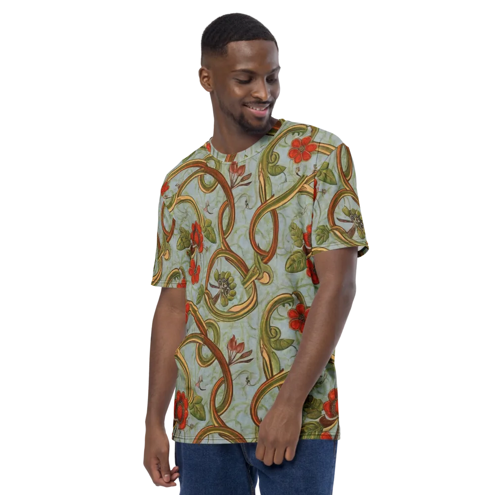 Pomegranate Trellis on Men's Crew Neck T-Shirt — Left