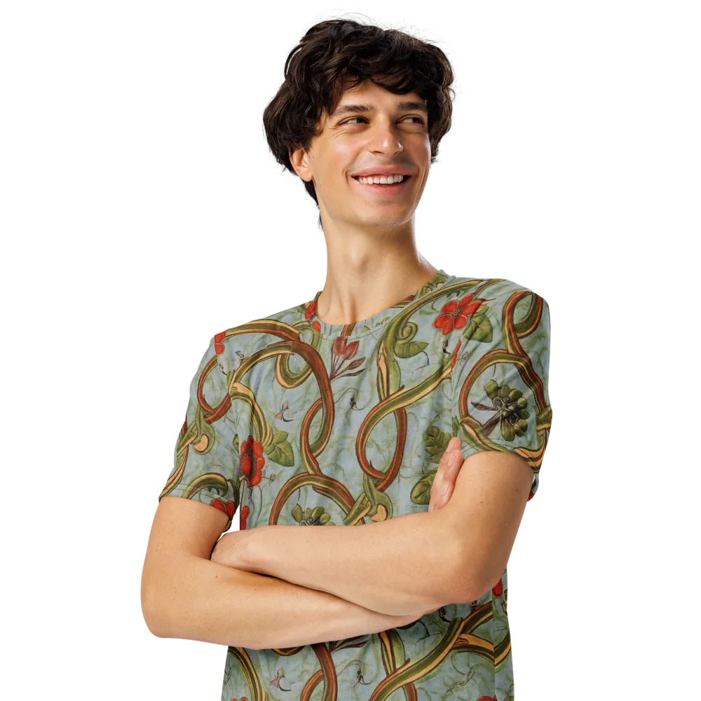 Pomegranate Trellis on Men's Crew Neck T-Shirt — Left Front