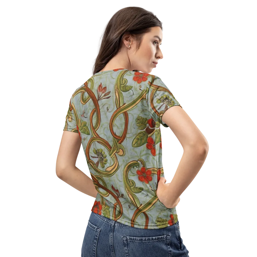 Pomegranate Trellis on Women's Crew Neck T-Shirt — Back