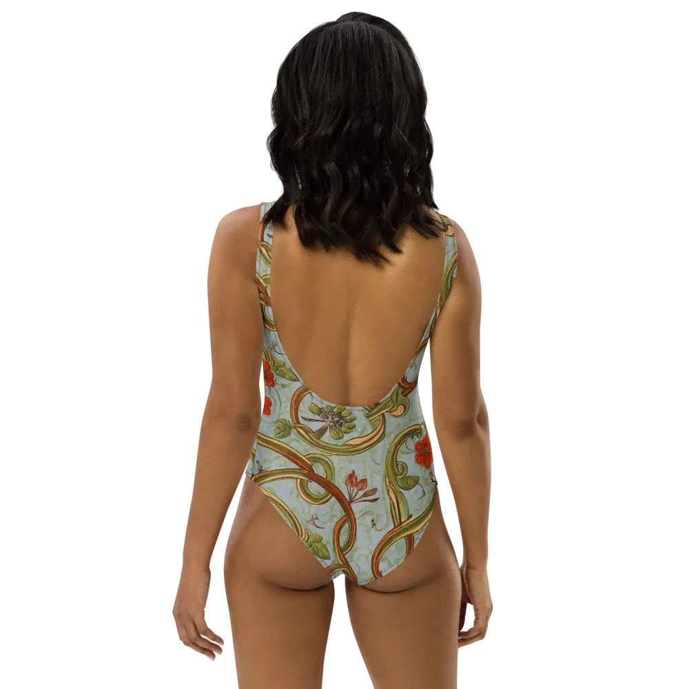 Pomegranate Trellis on One-Piece Swimsuit — Back