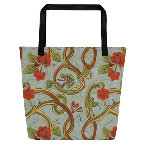 Pomegranate Trellis on a Large Tote Bag W/ Pocket