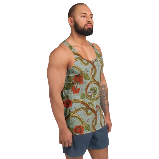 Pomegranate Trellis on a Men's Tank Top