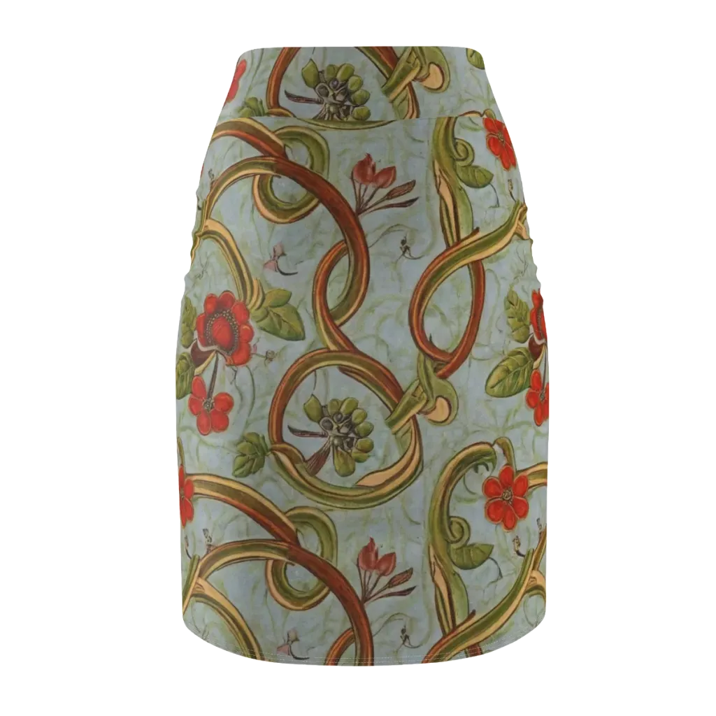Pomegranate Trellis on Pencil Skirt — Back