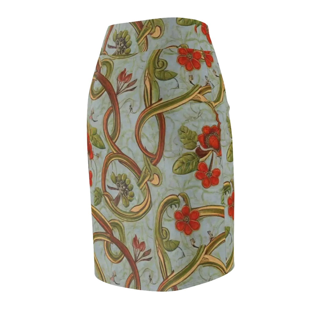 Pomegranate Trellis on Pencil Skirt — Back Side
