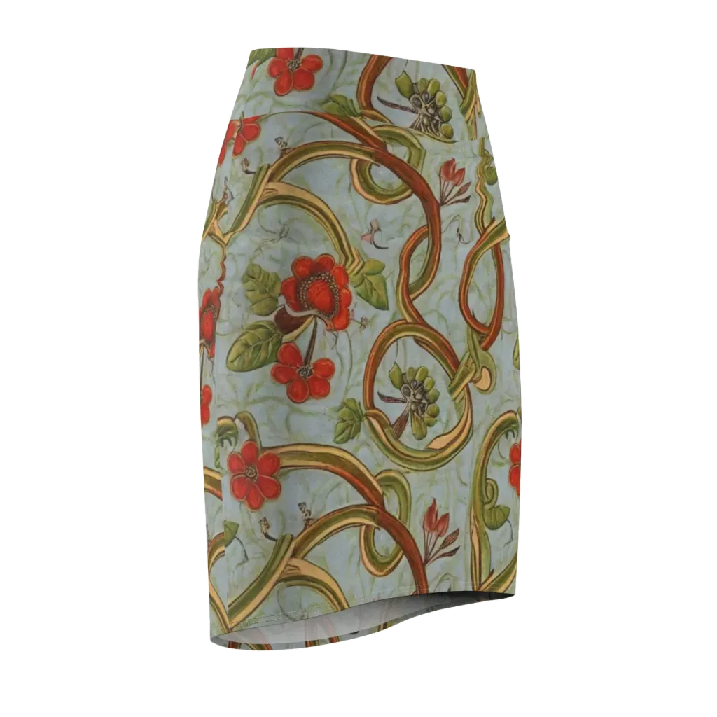 Pomegranate Trellis on Pencil Skirt — Front Side