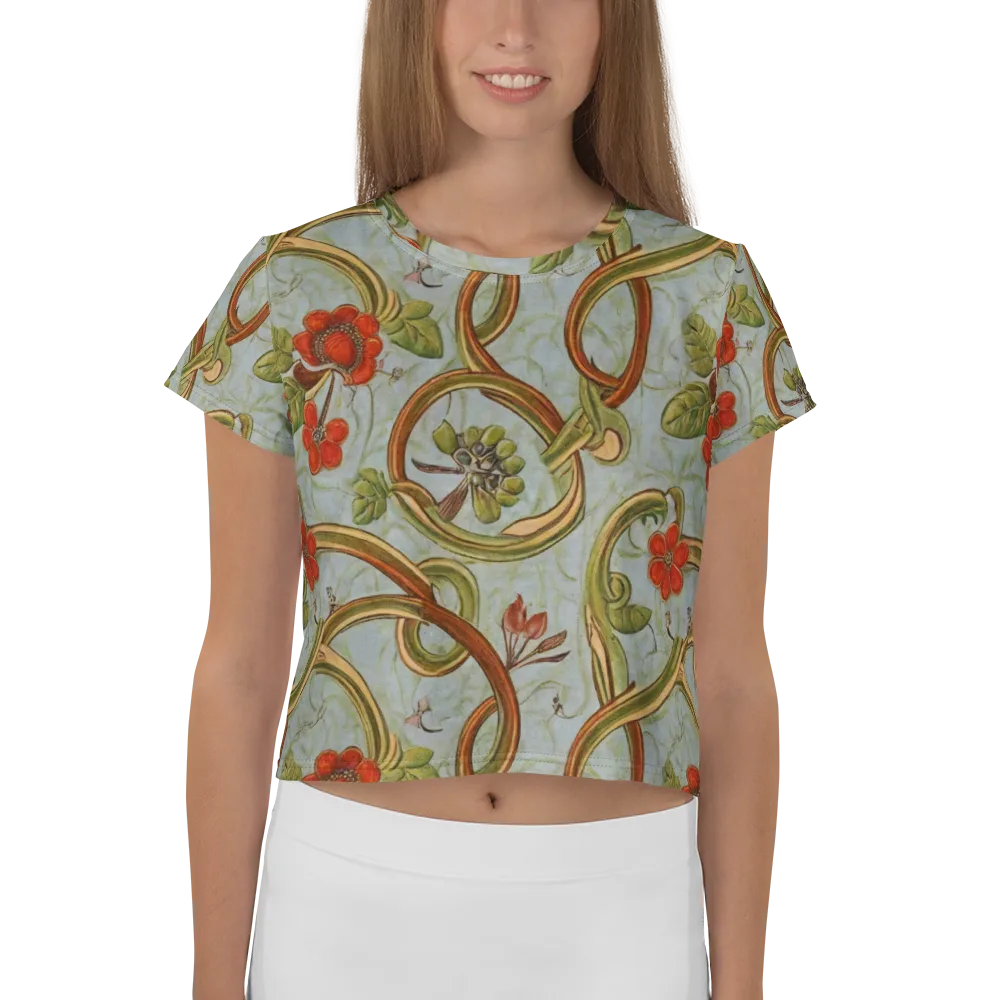 Pomegranate Trellis on Crop Tee — Front