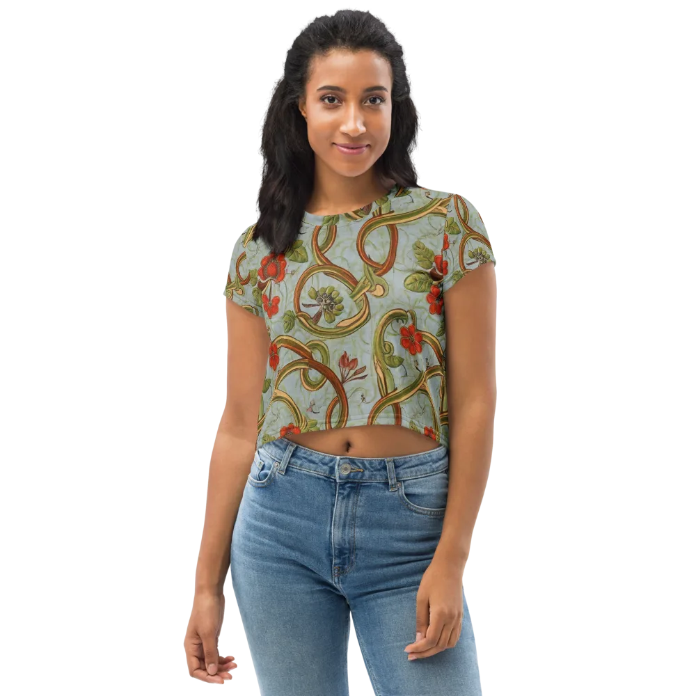 Pomegranate Trellis on Crop Tee — Front