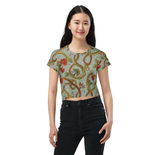 Pomegranate Trellis on a Crop Tee
