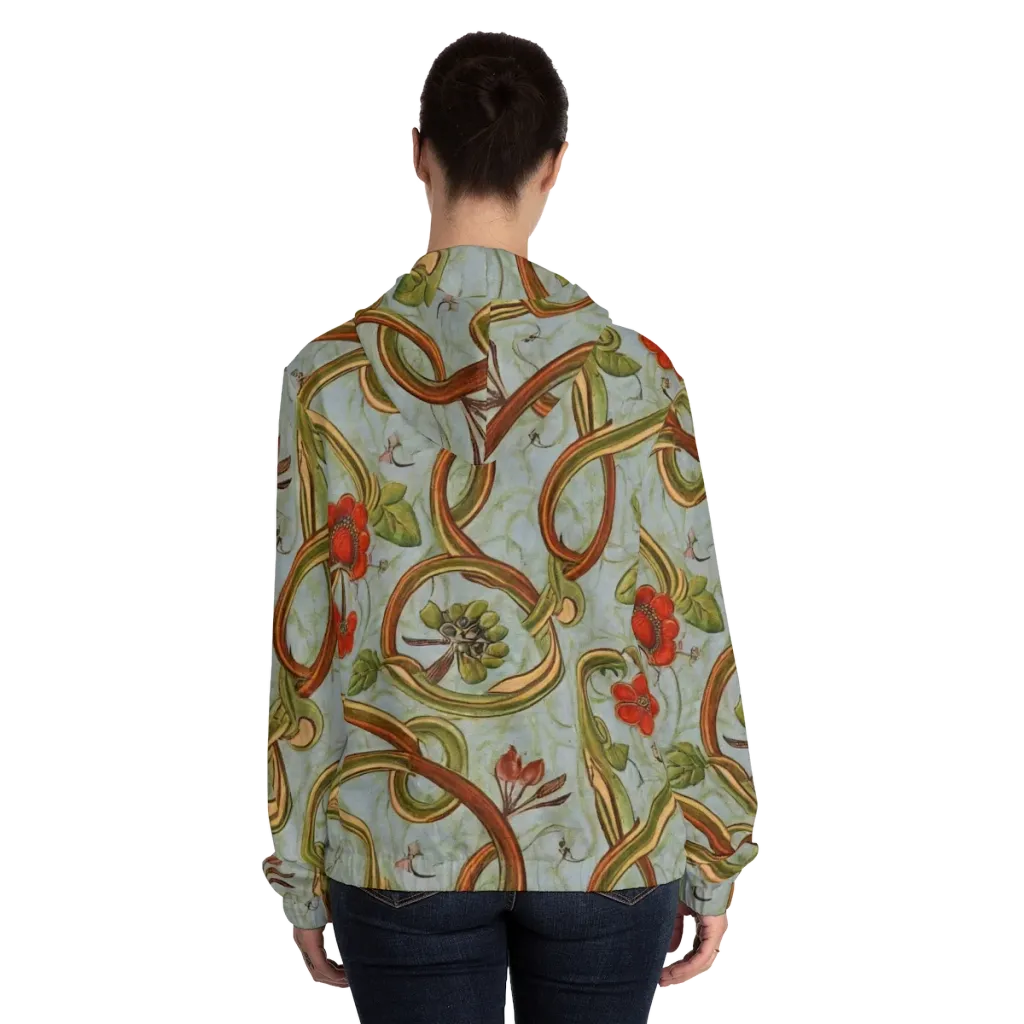 Pomegranate Trellis on Women's Full-Zip Hoodie — Back On Person