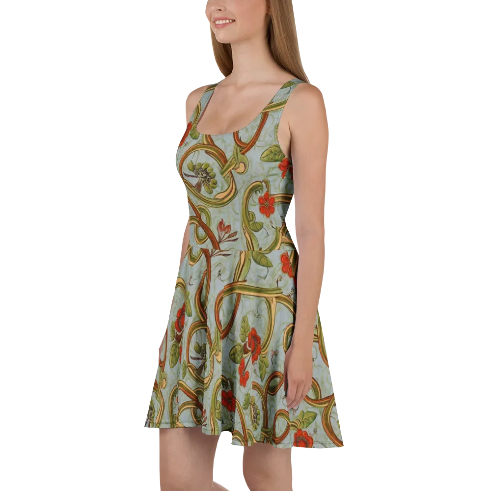 Pomegranate Trellis on Skater Dress — Left
