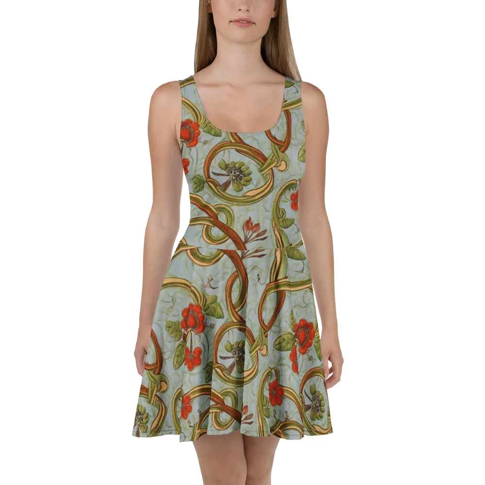 Pomegranate Trellis on Skater Dress — Front