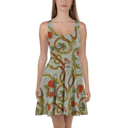 Pomegranate Trellis on a Skater Dress