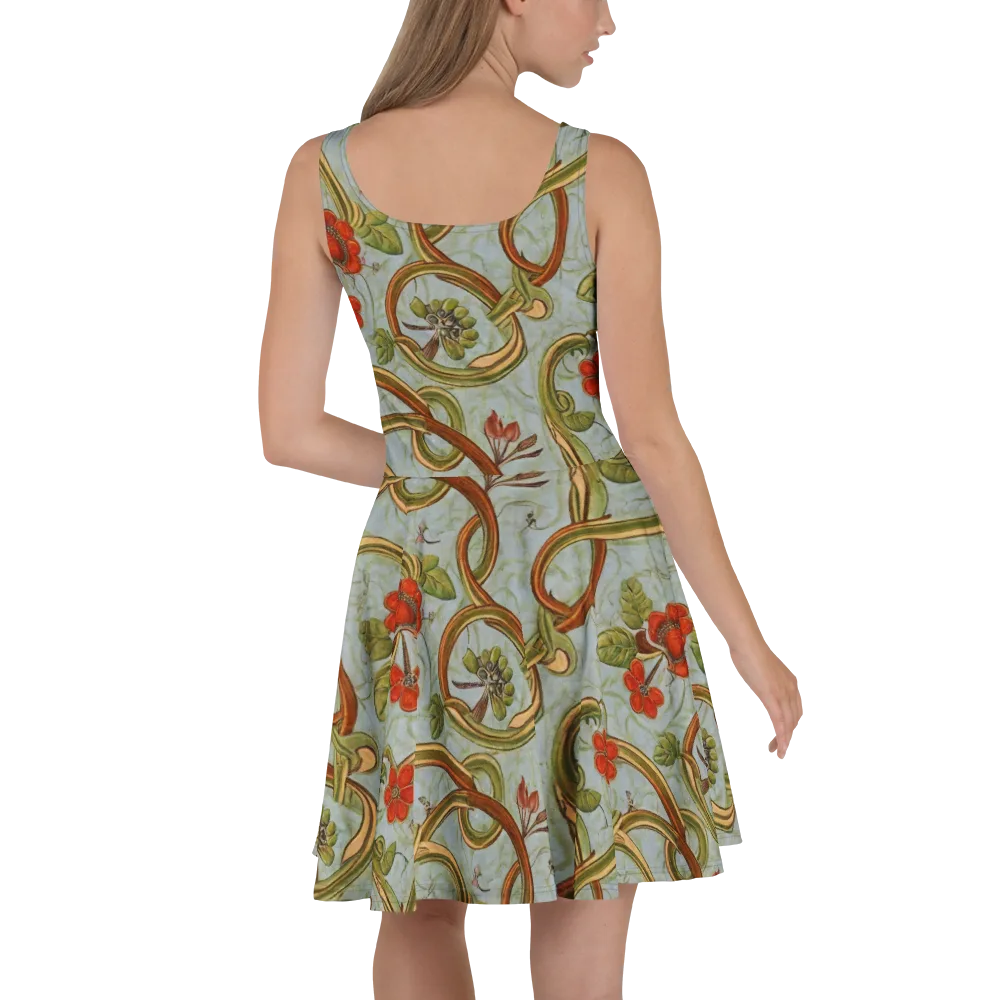 Pomegranate Trellis on Skater Dress — Back