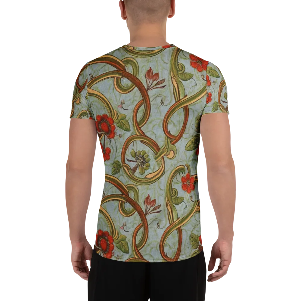 Pomegranate Trellis on Men's Athletic T-Shirt — Back