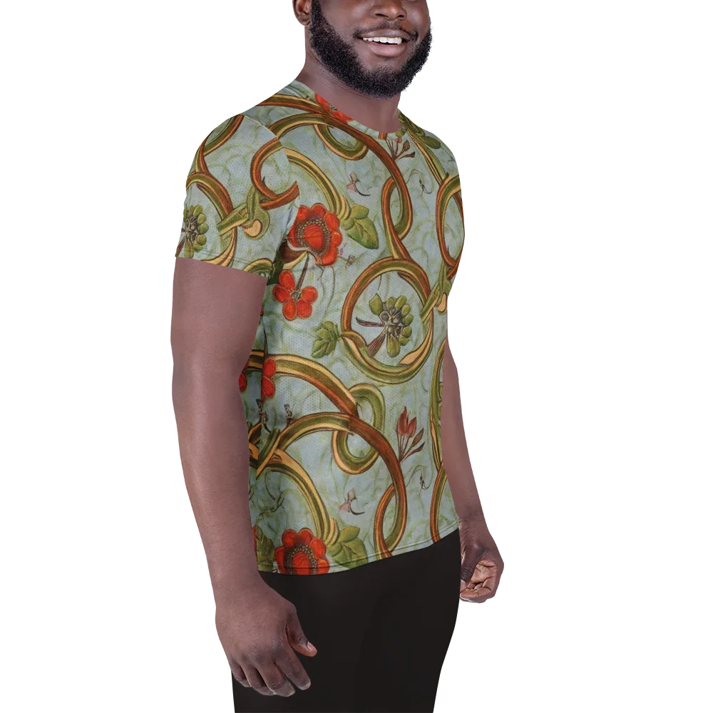 Pomegranate Trellis on Men's Athletic T-Shirt — Right