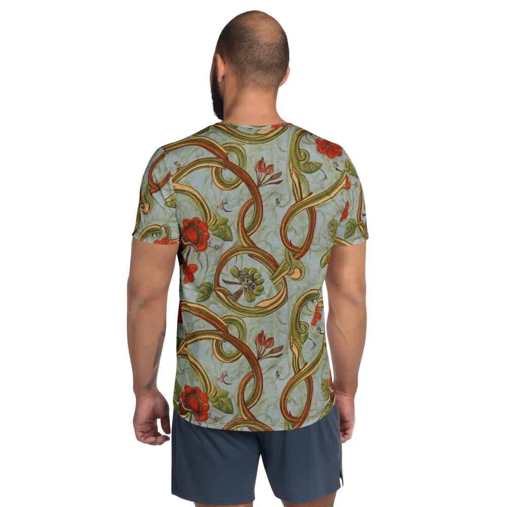 Pomegranate Trellis on Men's Athletic T-Shirt — Back