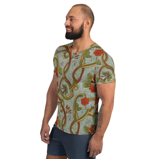 Pomegranate Trellis on a Men's Athletic T-Shirt