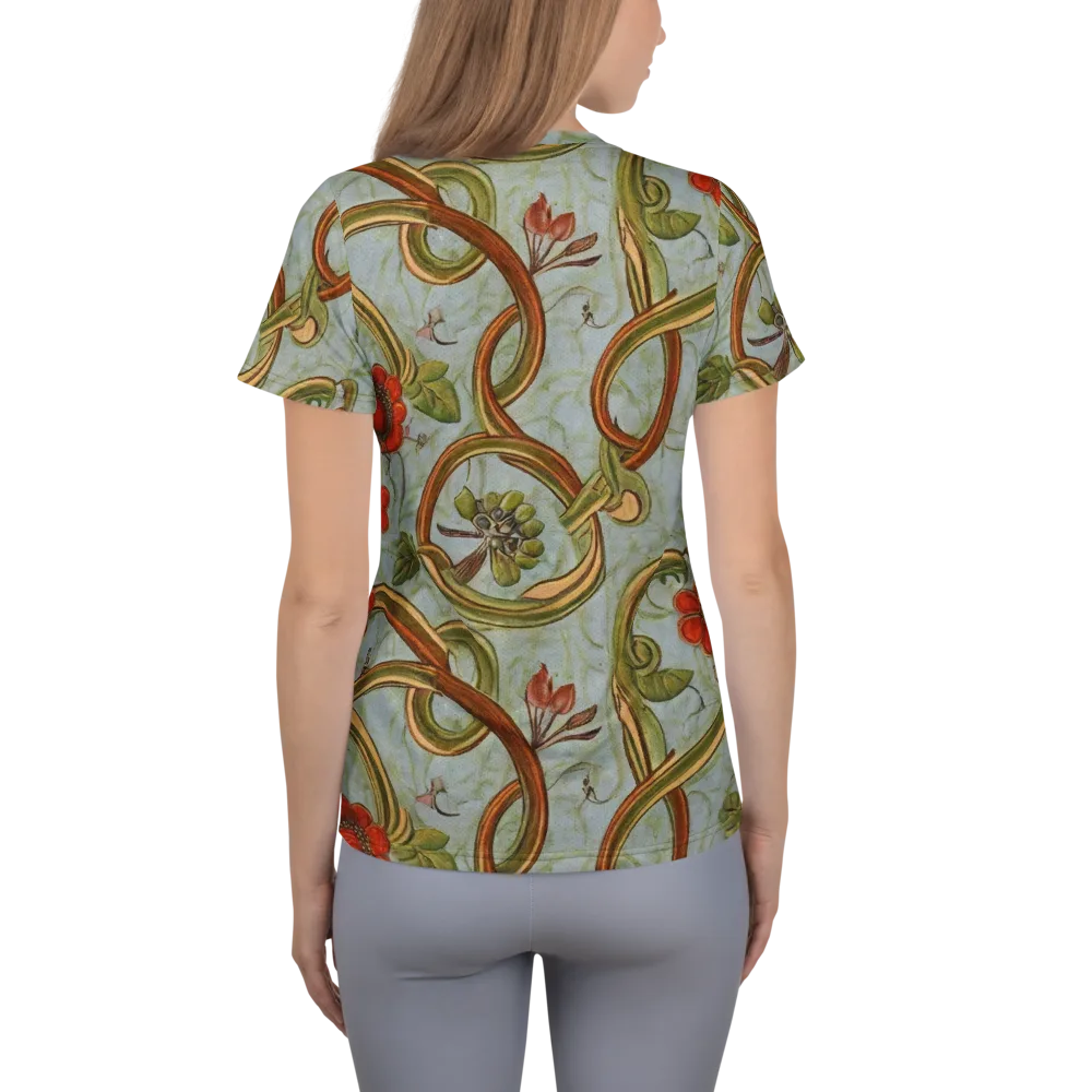Pomegranate Trellis on Women's Athletic T-Shirt — Back