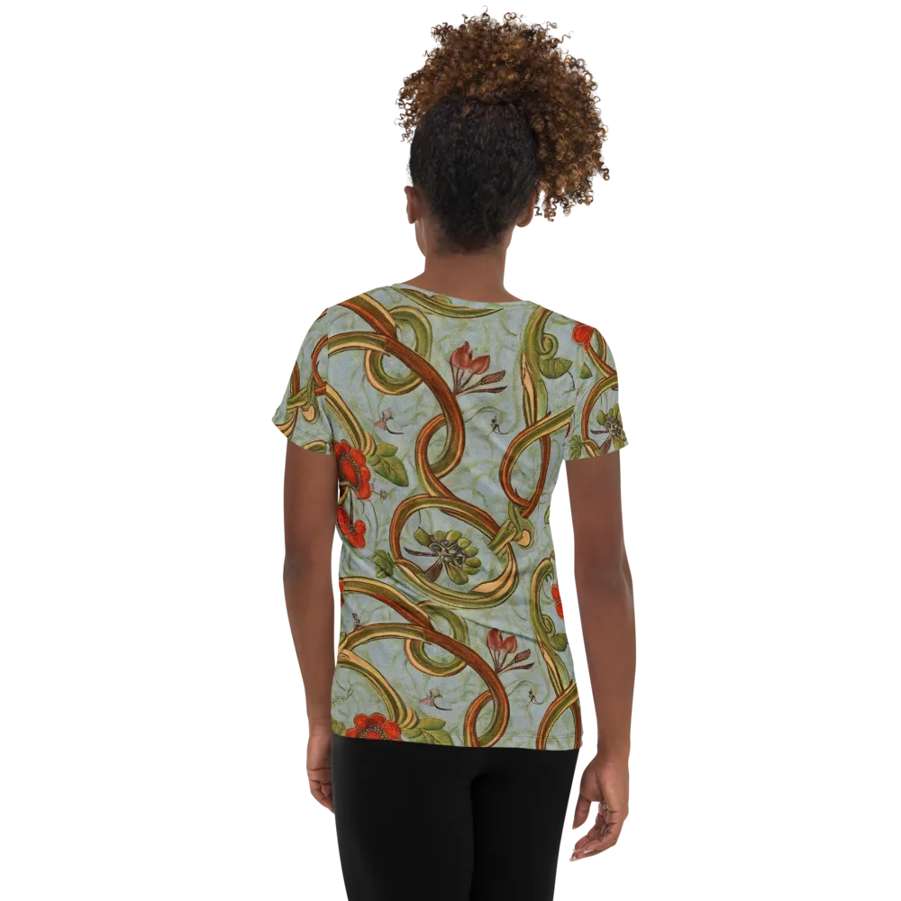 Pomegranate Trellis on Women's Athletic T-Shirt — Back