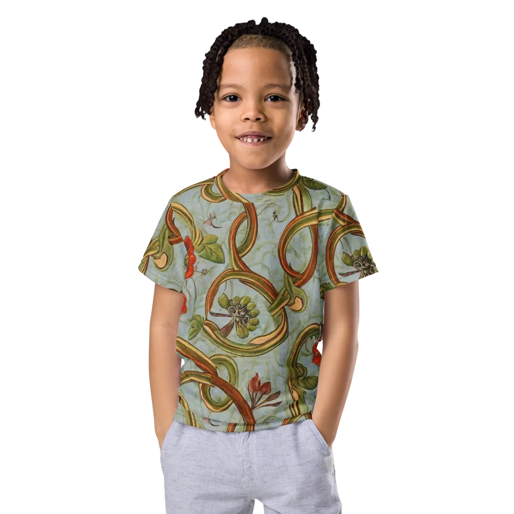 Pomegranate Trellis on Kids Crew Neck T-Shirt — Front