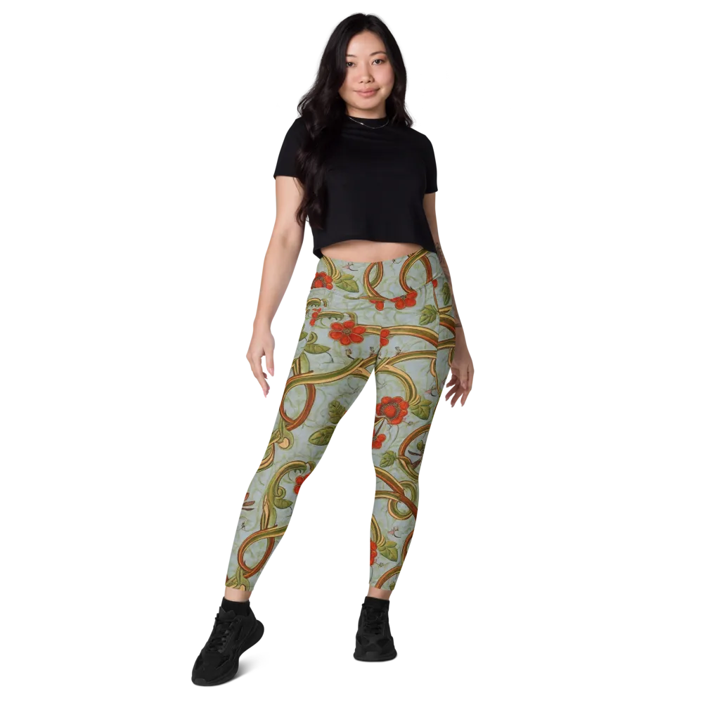 Pomegranate Trellis on Leggings with Pockets — Front