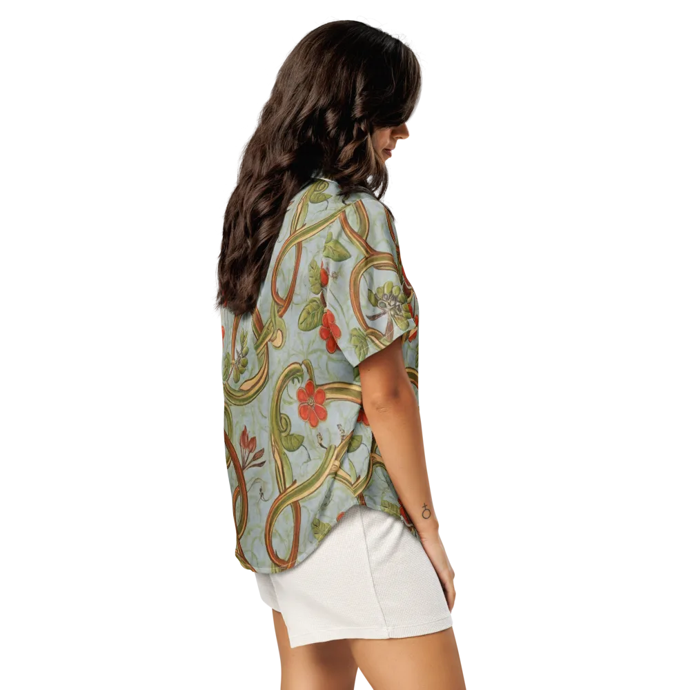 Pomegranate Trellis on Women's Short Sleeve Pajama Top — Right Back