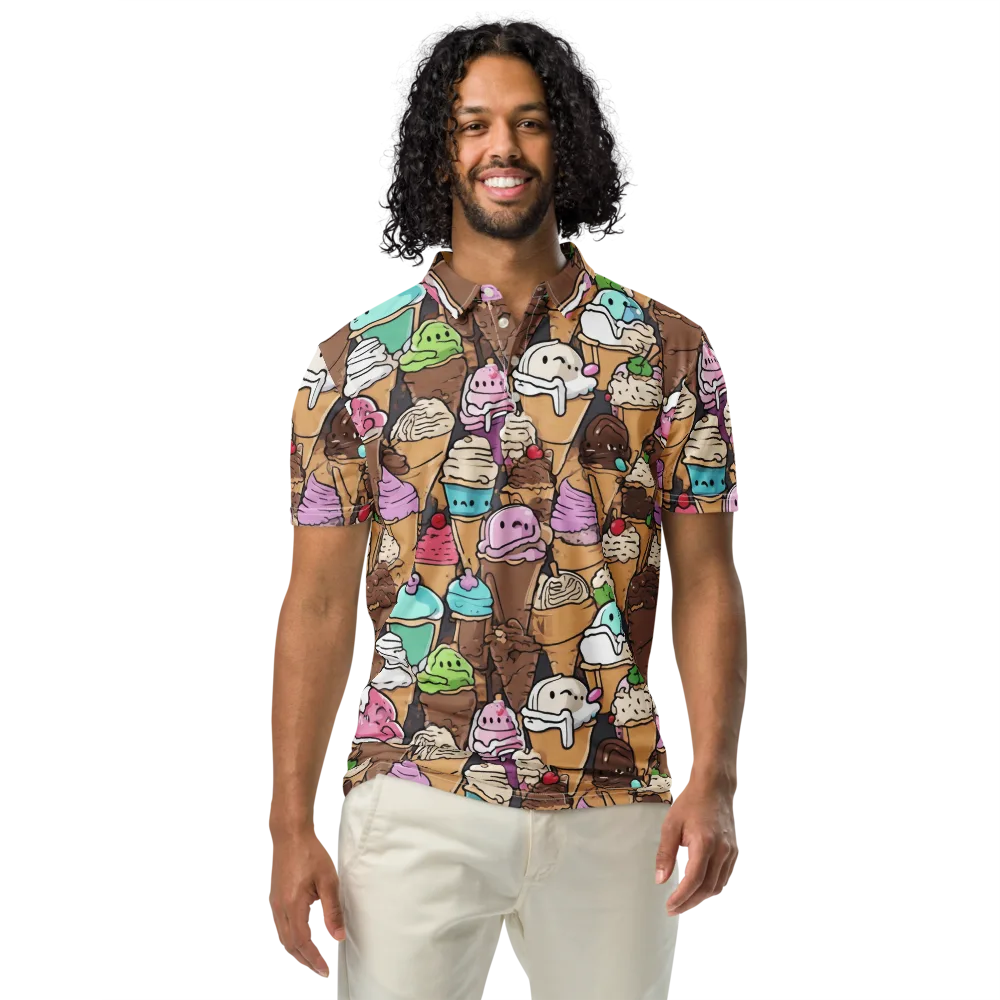 Gelato Carnival on Men's Slim Fit Polo Shirt — Front