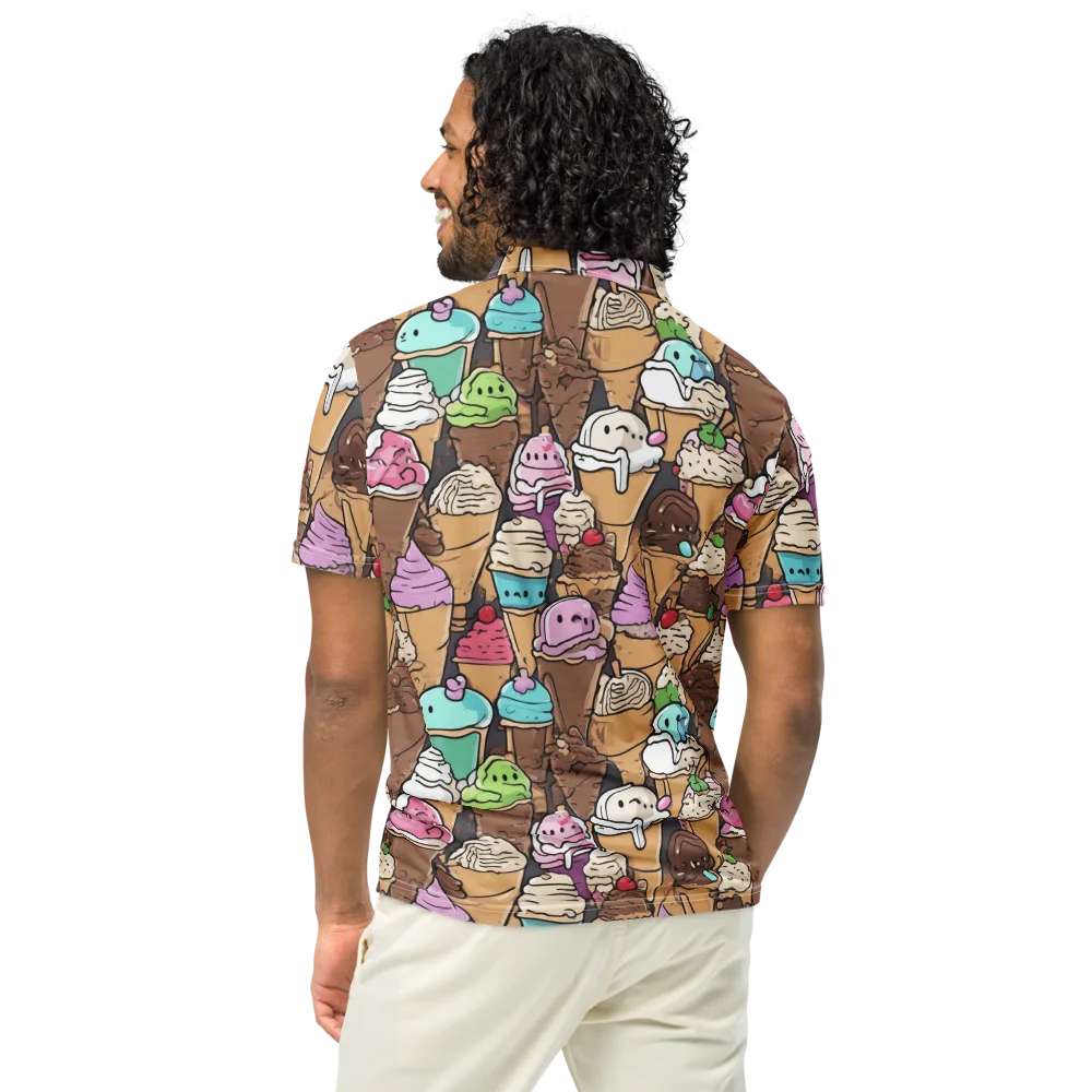 Gelato Carnival on Men's Slim Fit Polo Shirt — Back