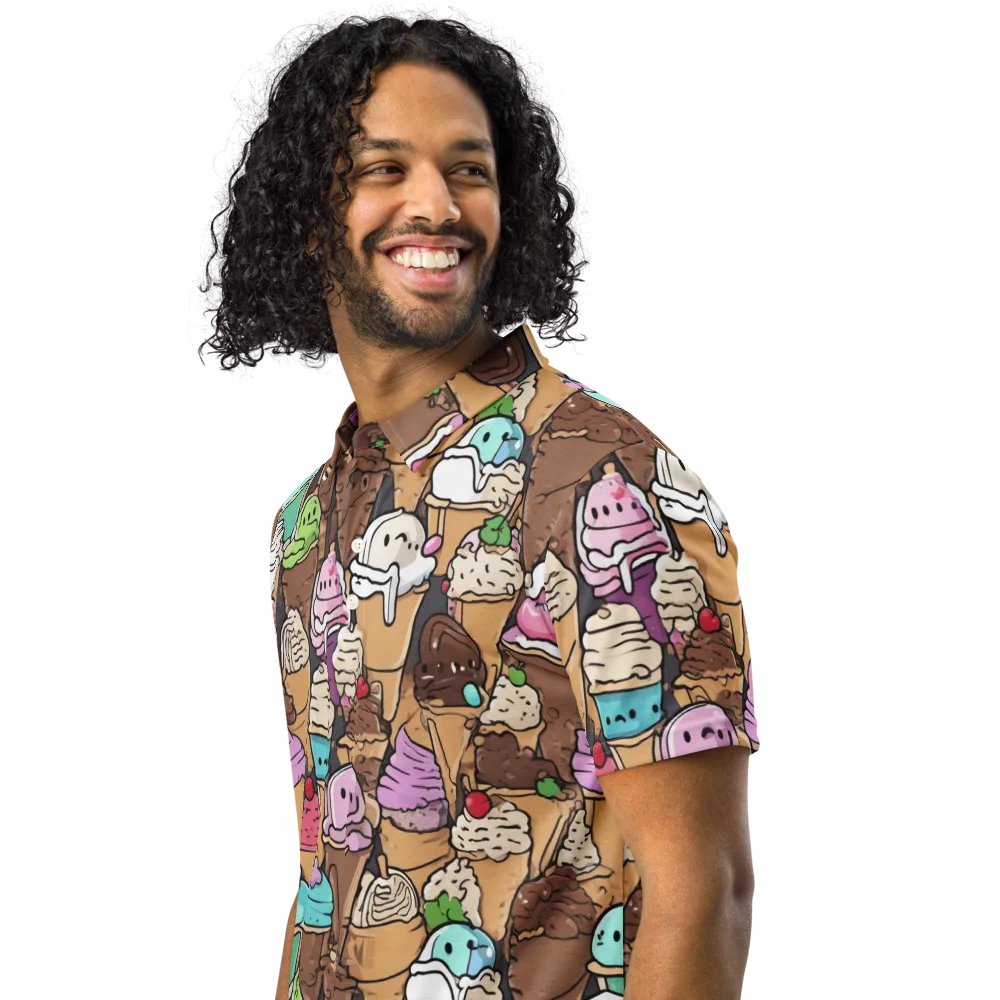Gelato Carnival on Men's Slim Fit Polo Shirt — Left Front