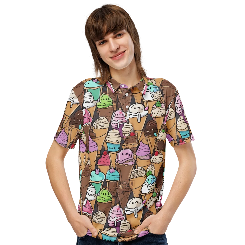 Gelato Carnival on Men's Slim Fit Polo Shirt — Front
