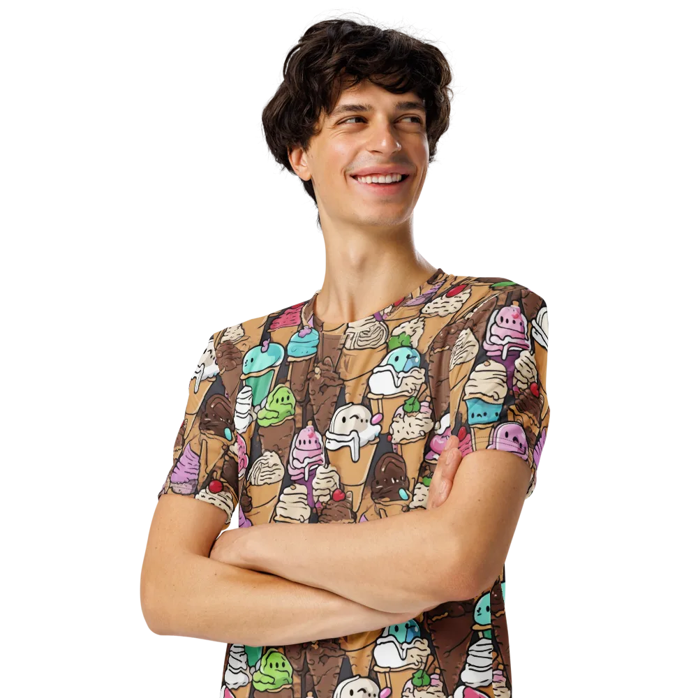 Gelato Carnival on Men's Crew Neck T-Shirt — Left Front