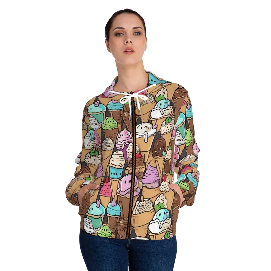 Gelato Carnival on Women's Full-Zip Hoodie — Front On Person