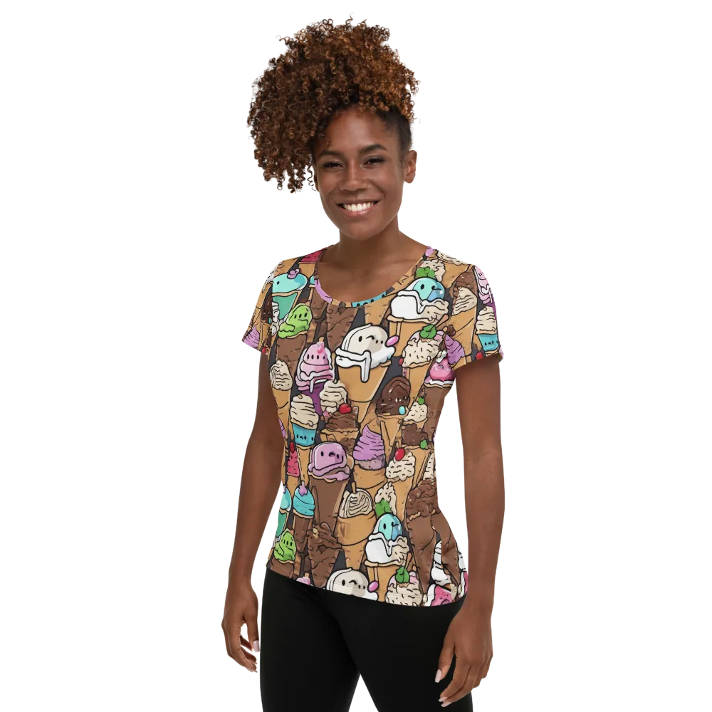 Gelato Carnival on Women's Athletic T-Shirt — Left