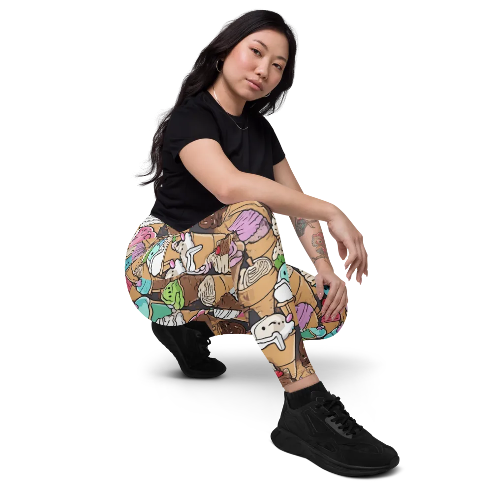 Gelato Carnival on Leggings with Pockets — Right Front