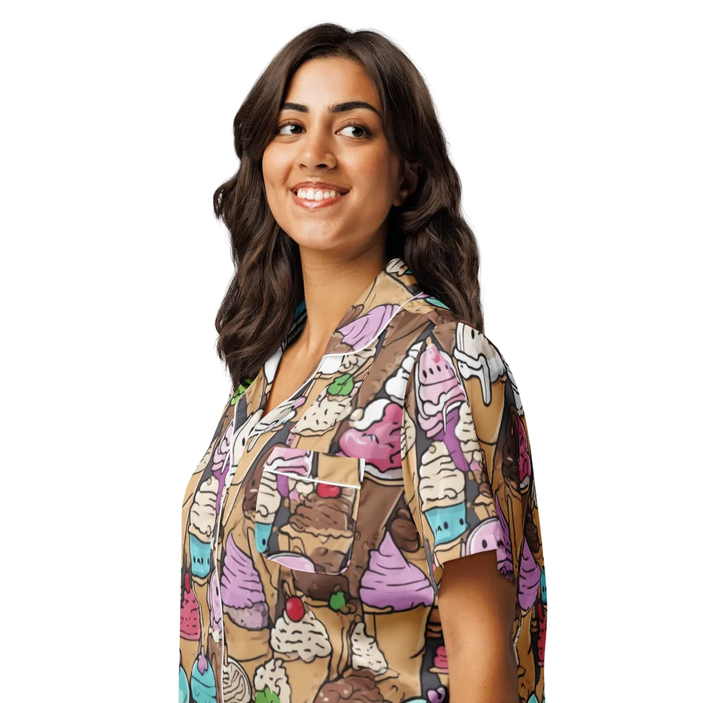 Gelato Carnival on Women's Short Sleeve Pajama Top — Left Front