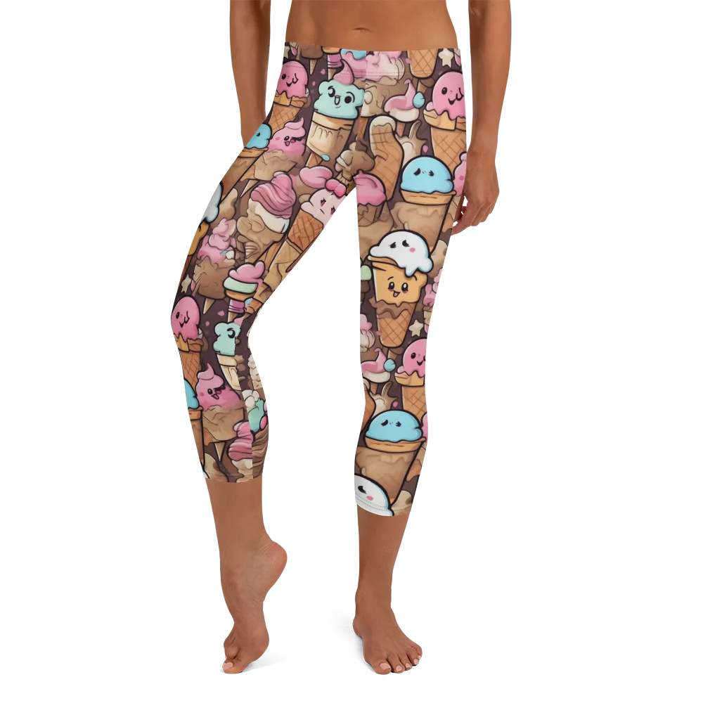 Sugar Swirl Parade on Capri Leggings — Front