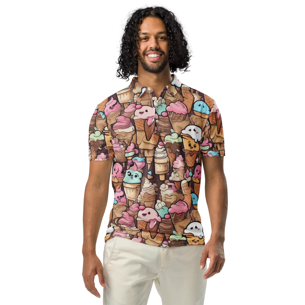 Sugar Swirl Parade on Men's Slim Fit Polo Shirt — Front