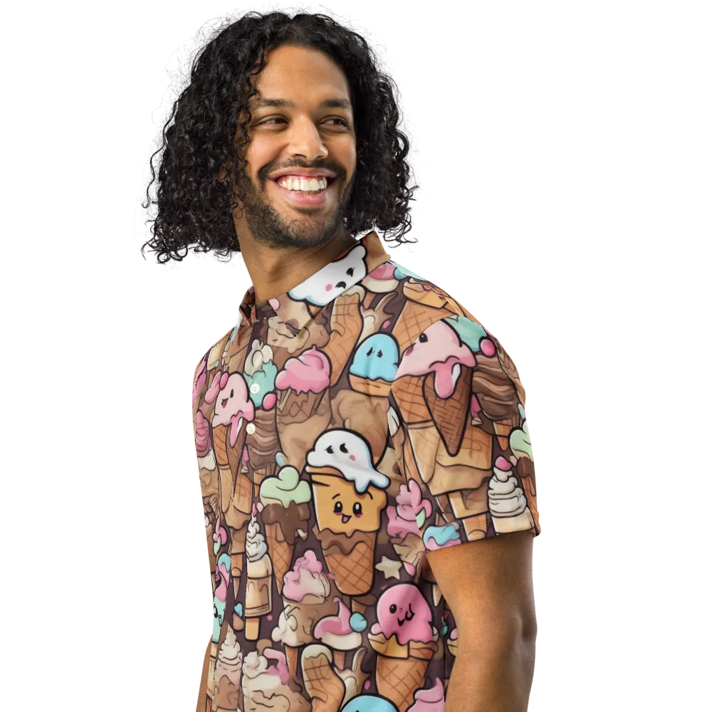 Sugar Swirl Parade on Men's Slim Fit Polo Shirt — Left Front