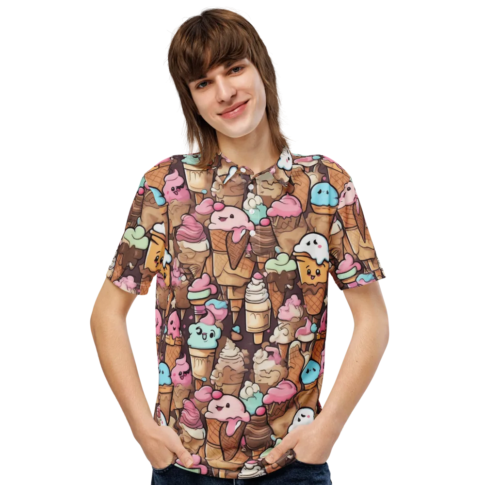 Sugar Swirl Parade on Men's Slim Fit Polo Shirt — Front