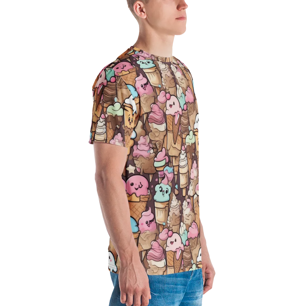 Sugar Swirl Parade on Men's Crew Neck T-Shirt — Right