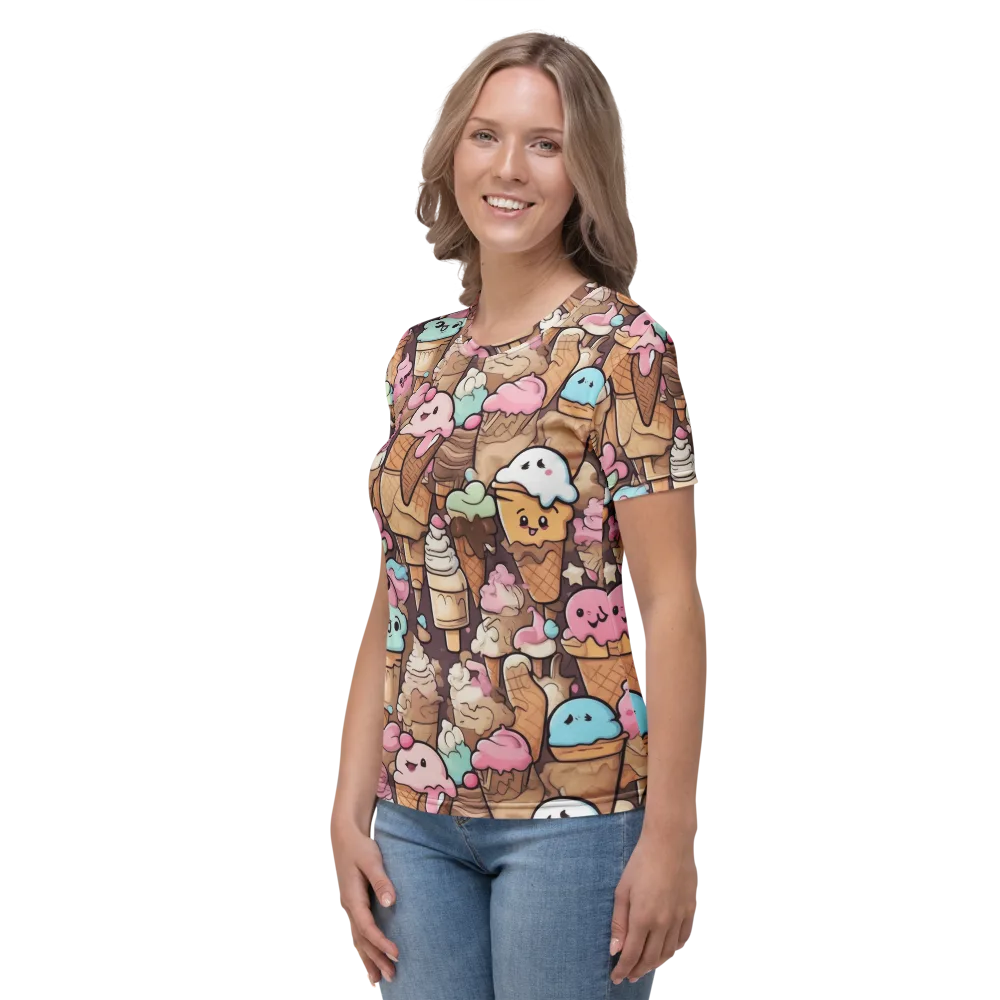 Sugar Swirl Parade on Women's Crew Neck T-Shirt — Left